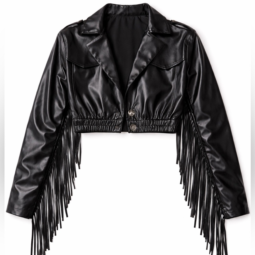 Dolls Kill Faux Leather Punk Grunge Fringe Moto Jacket ♠️